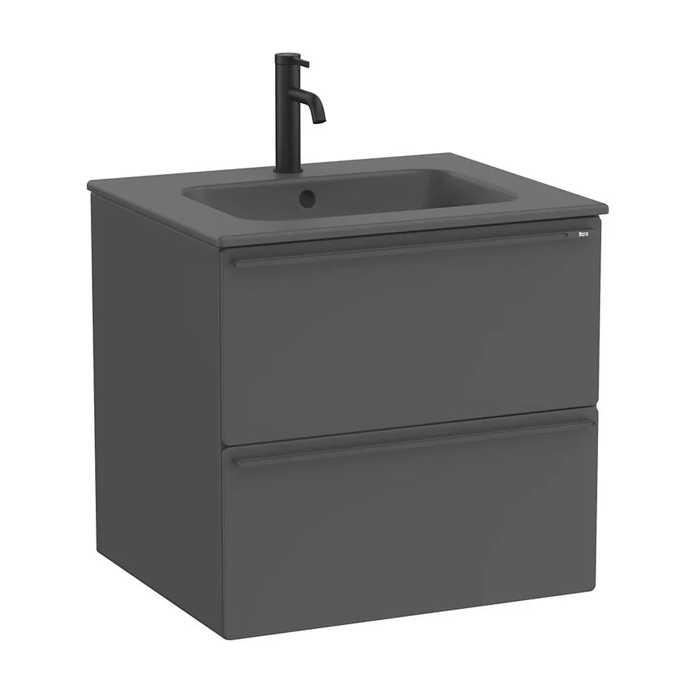 Mueble base suspendido con dos cajones y lavabo porcelana 61x51x56 cm Roca - Vista 2