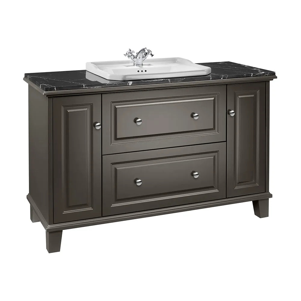 Mueble base 130x49x83 cm dos cajones dos puertas para lavabo encimera negro mate Roca - Vista 2