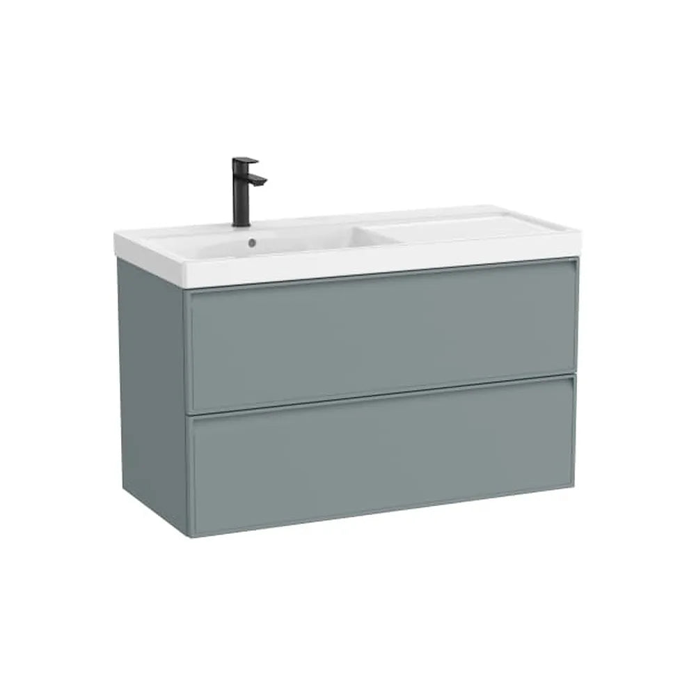Mueble base suspendido con dos cajones y lavabo Fineceramic a la izquierda 100x46x62 cm Roca - Vista 1