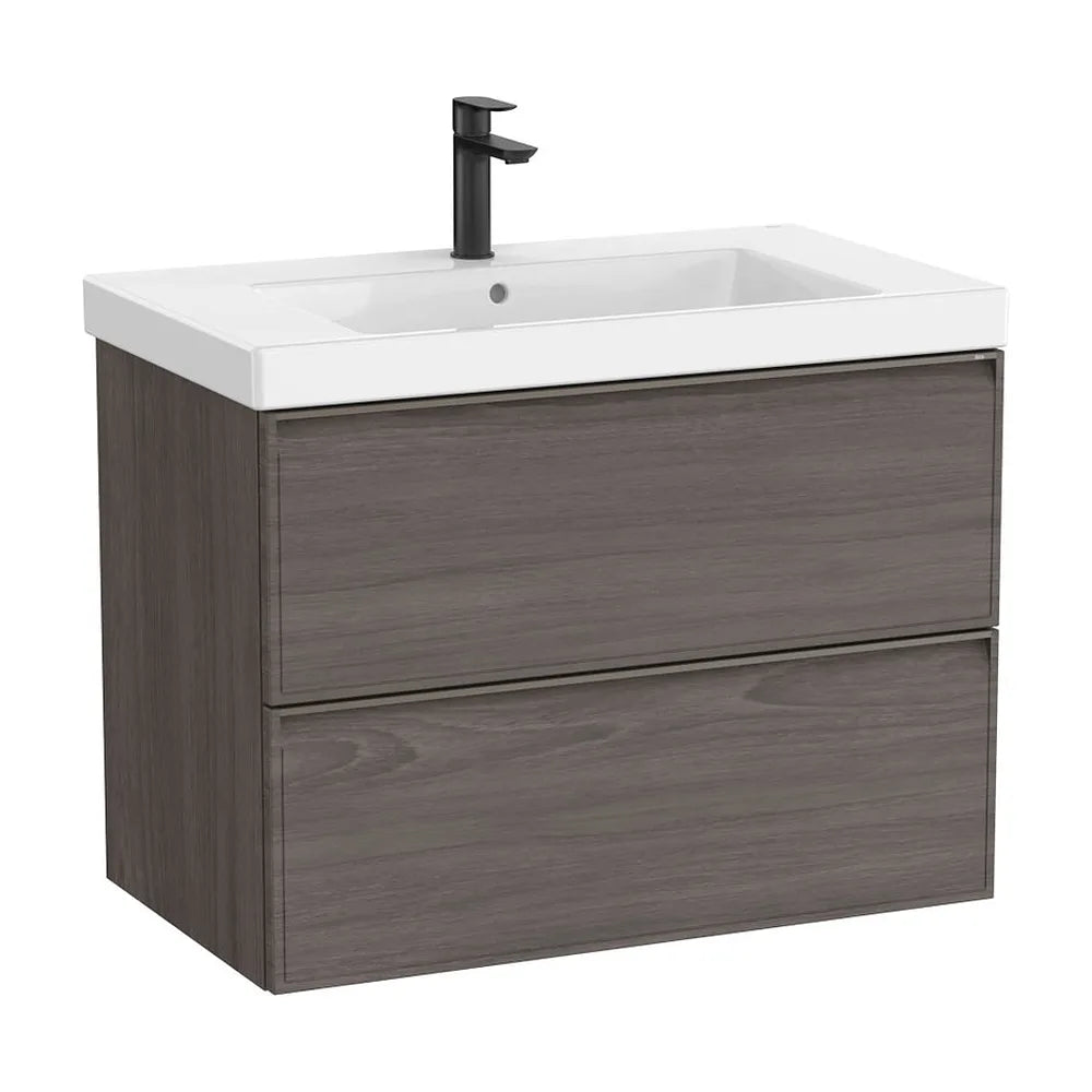 Mueble base suspendido dos cajones lavabo cuadrado Fineceramic 80x46x62 cm Roca - Vista 2