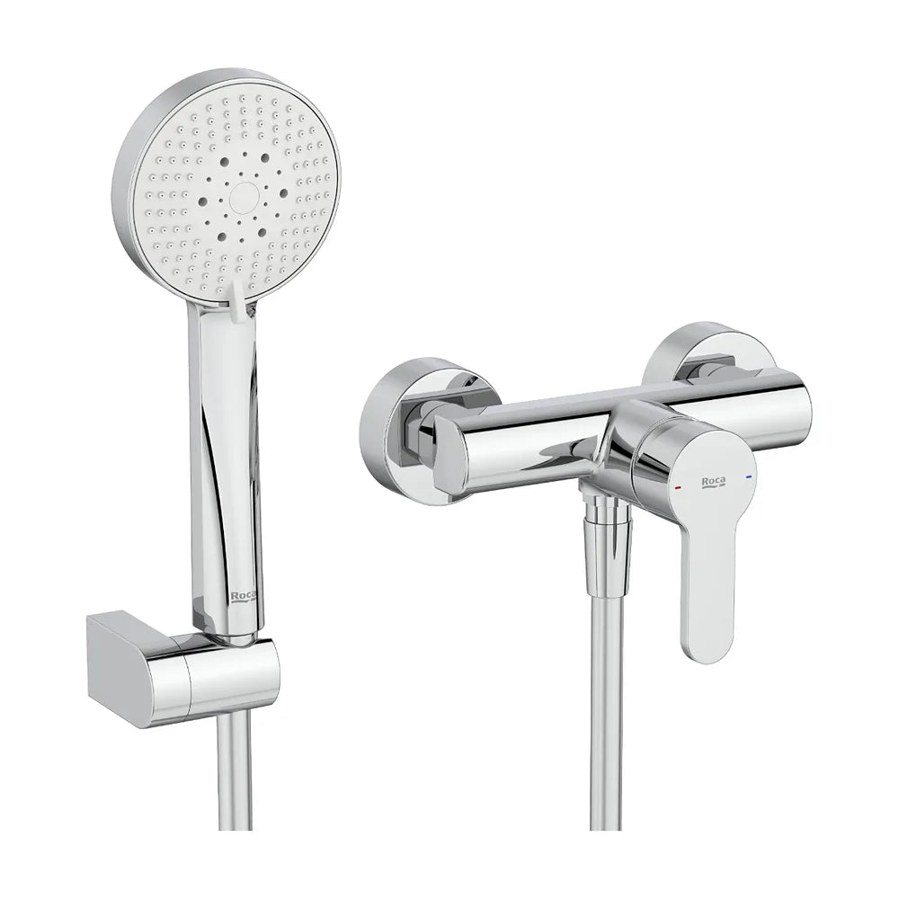 Grifería Exterior Monomando para Ducha Cromada con Ducha de Mano y Flexible Stella 150 cm Roca - Vista 1
