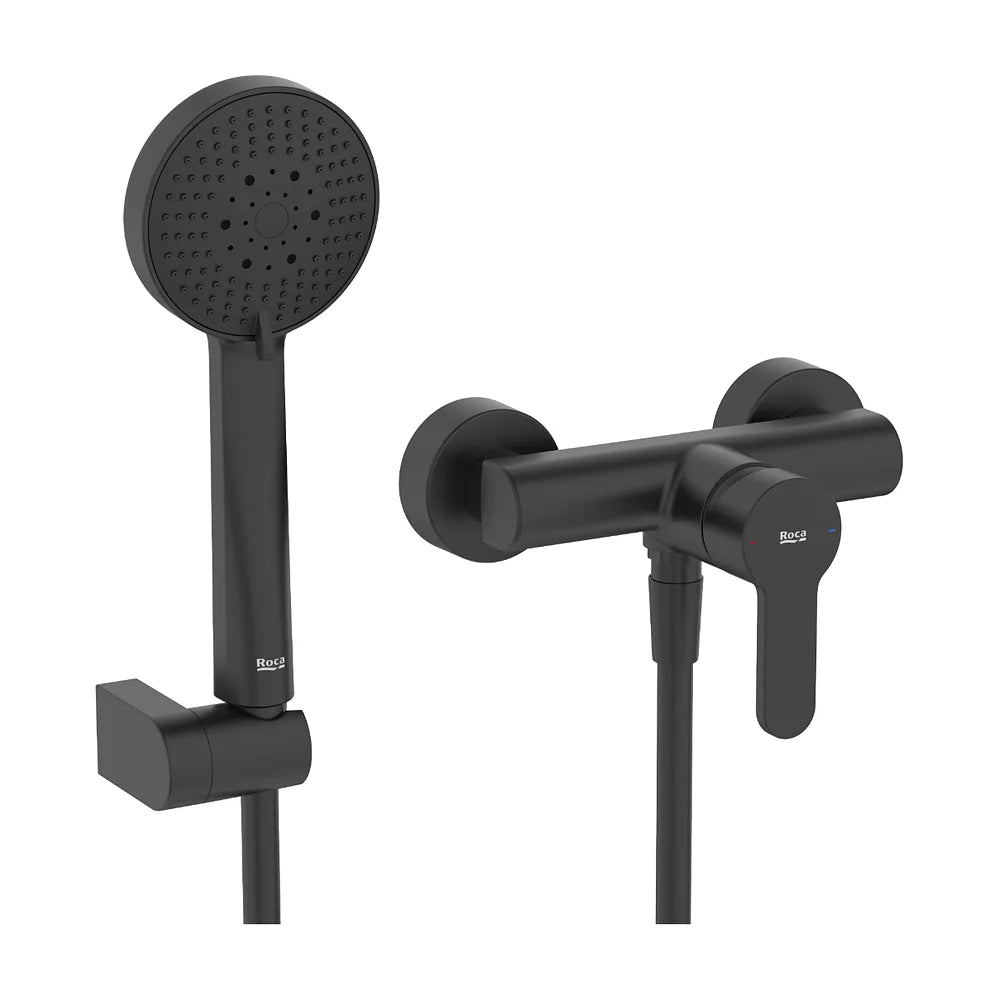 Grifería Monomando Exterior para Ducha con Ducha Mano Flexible Stella 150 cm Negro Mate Roca - Vista 1