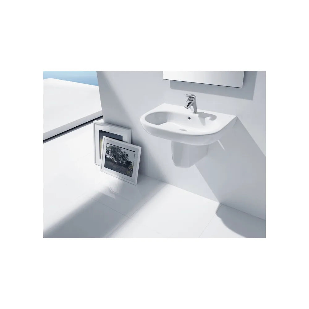 Lavabo con semipedestal de 55 cm fabricado en porcelana de color blanco Meridian Roca - Vista 2