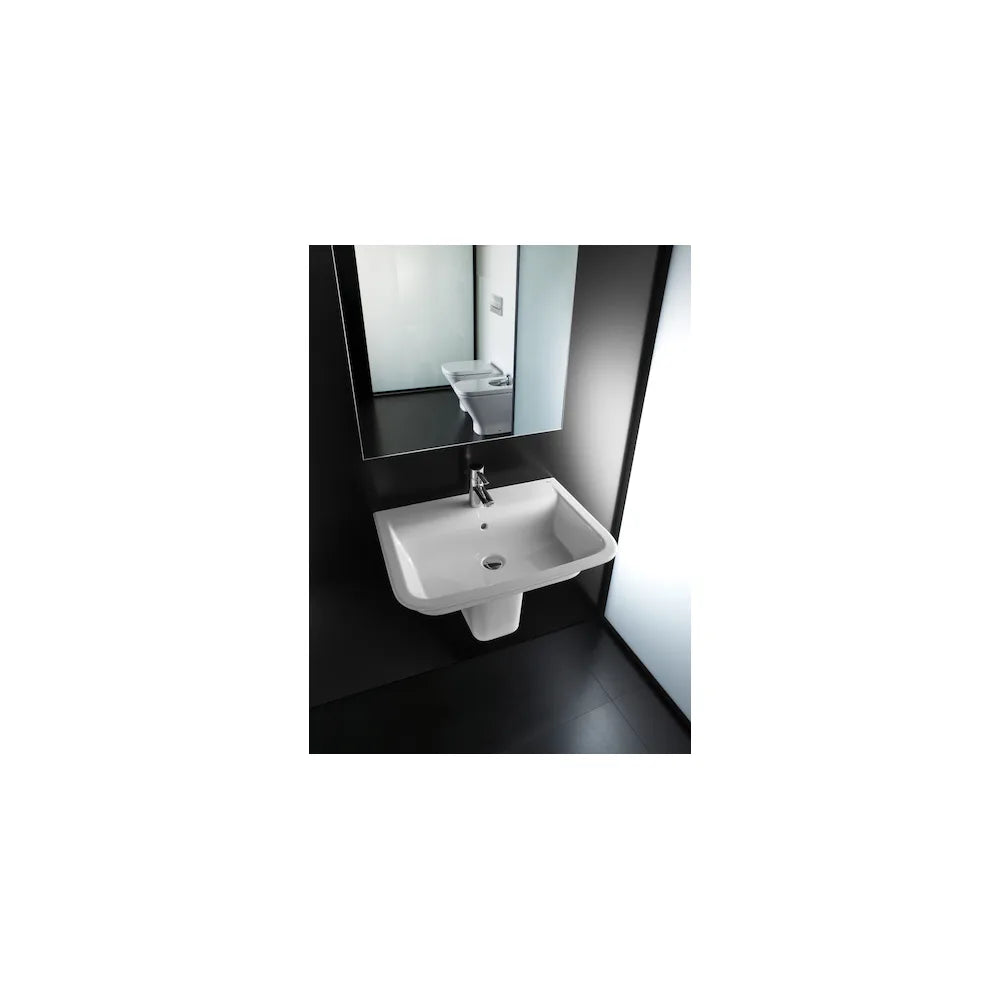 Lavabo con semipedestal de 65 cm fabricado en porcelana de color blanco The Gap Roca - Vista 2