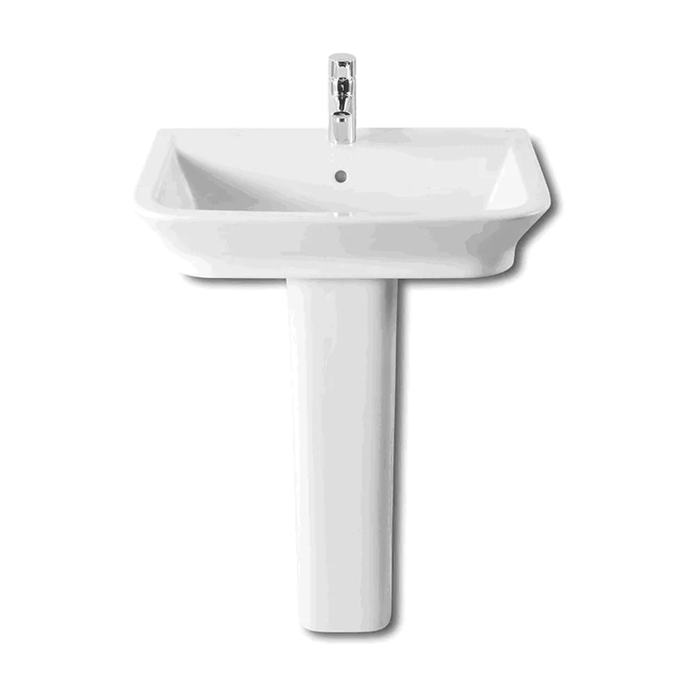 Lavabo con pedestal de 65 cm fabricado en porcelana de color blanco The Gap Roca - Vista 1