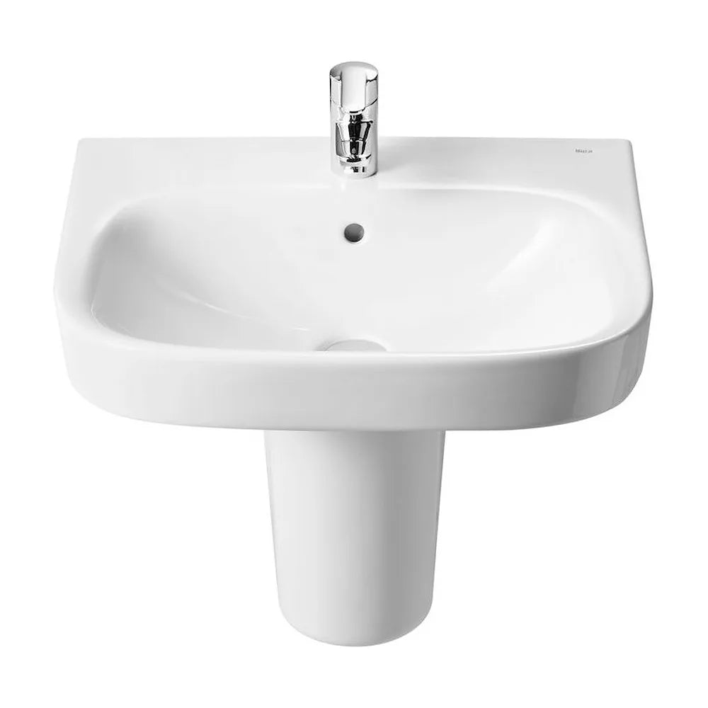 Lavabo con semipedestal de 50 cm fabricado en porcelana de color blanco Debba Roca - Vista 1