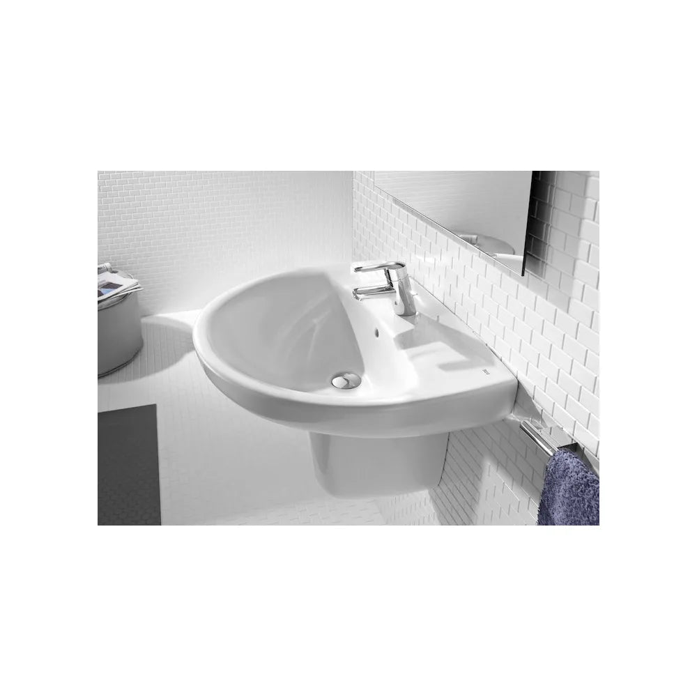 Lavabo con semipedestal de 52 cm fabricado en porcelana de color blanco Victoria Roca - Vista 3
