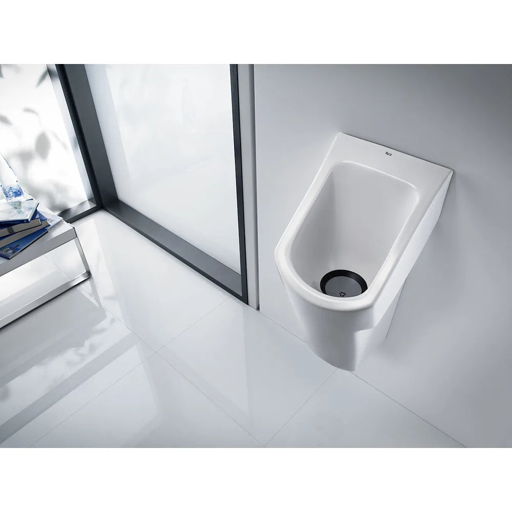 Urinario recomendado para espacios públicos de 32,5 cm fabricado en porcelana de color blanco Waterless Hall Roca - Vista 2