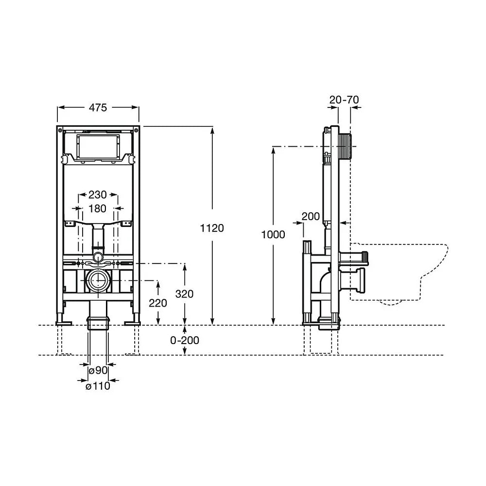 Bastidor para inodoro suspendido con cisterna de doble descarga Duplo WC Freestanding One Roca - Vista 4
