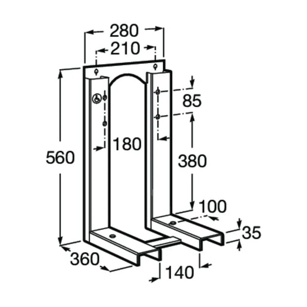 Soporte bastidor apto para inodoro o bidet suspendido recomendado para espacios públicos Roca - Vista 2