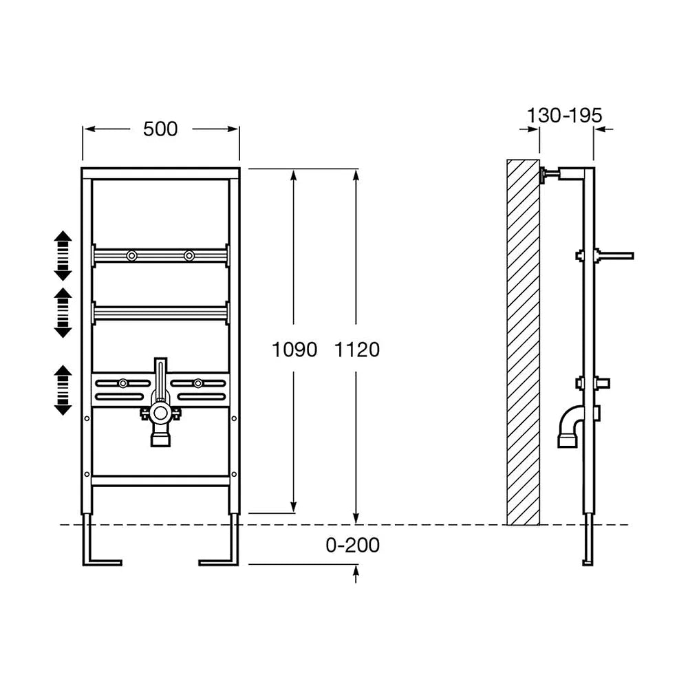 Bastidor empotrable para lavabo suspendido de 50 cm fabricado en metal Duplo Lavabo Roca - Vista 5