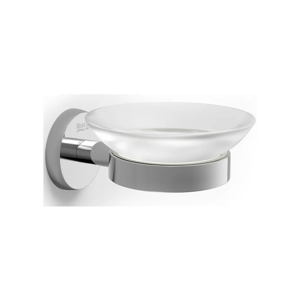 Jabonera de pared para baño de 10,5 cm fabricada en metal y cristal con acabado brillante Twin Roca - Vista 1