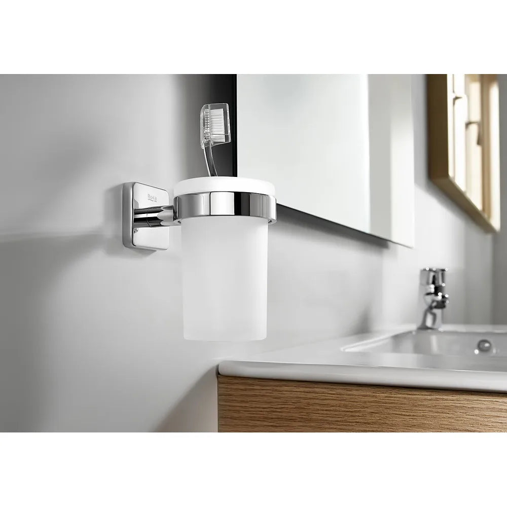 Portavaso y vaso de pared de 7,6 cm fabricado en cristal y metal Victoria Roca - Vista 2