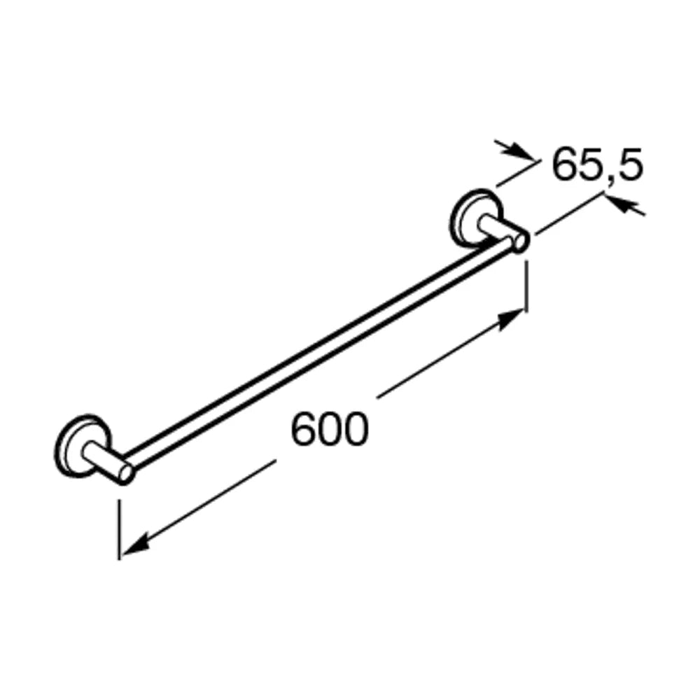 Toallero de lavabo de 60 cm fabricado en metal con un acabado brilloso Twin Roca - Vista 2