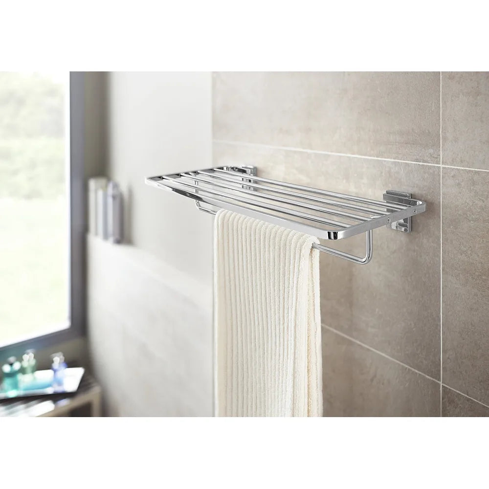 Porta toallas con toallero de 50 cm fabricado en metal con acabado brilloso Rubik Roca - Vista 2