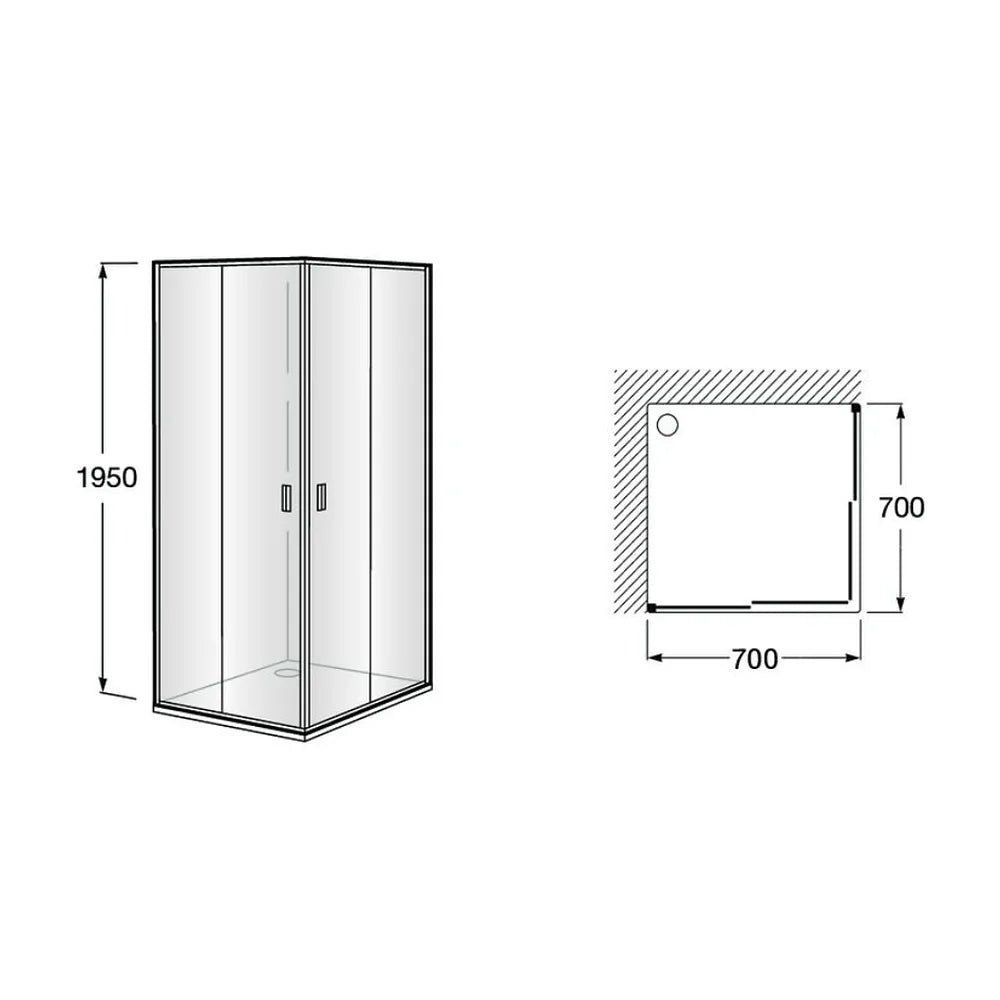 Mampara para ducha angular de dos correderas fabricada en vidrio templado Victoria Roca - Vista 3