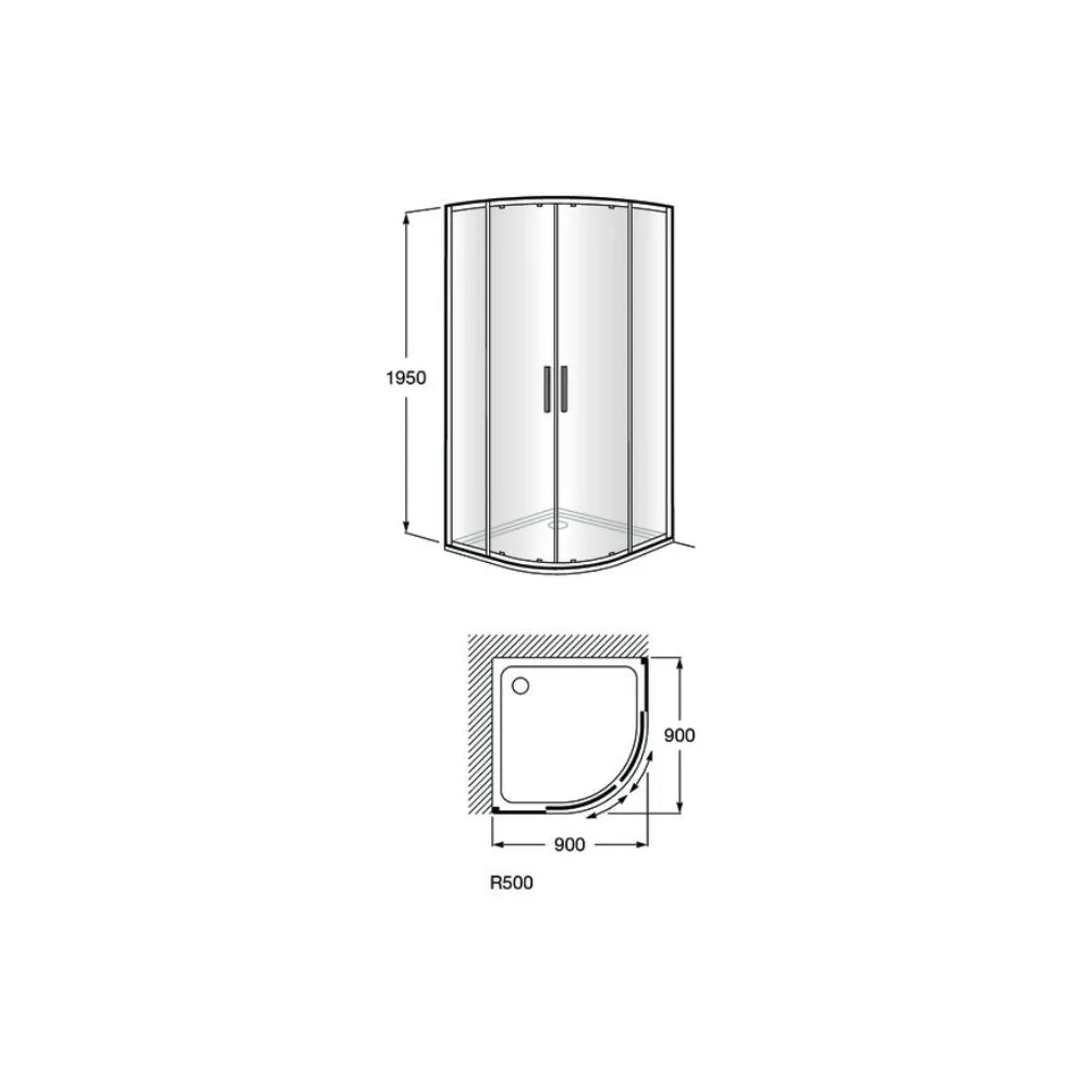 Mampara para ducha de 90 cm fabricada en vidrio templado de seguridad transparente Ura Roca - Vista 2