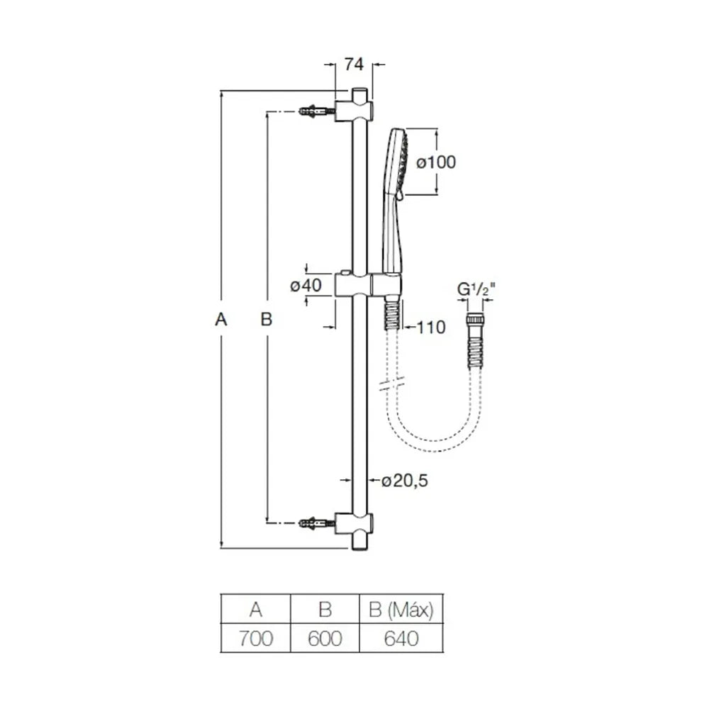 Kit de ducha con rociador de tres funciones de 10 cm con acabado cromado Stella Roca - Vista 2