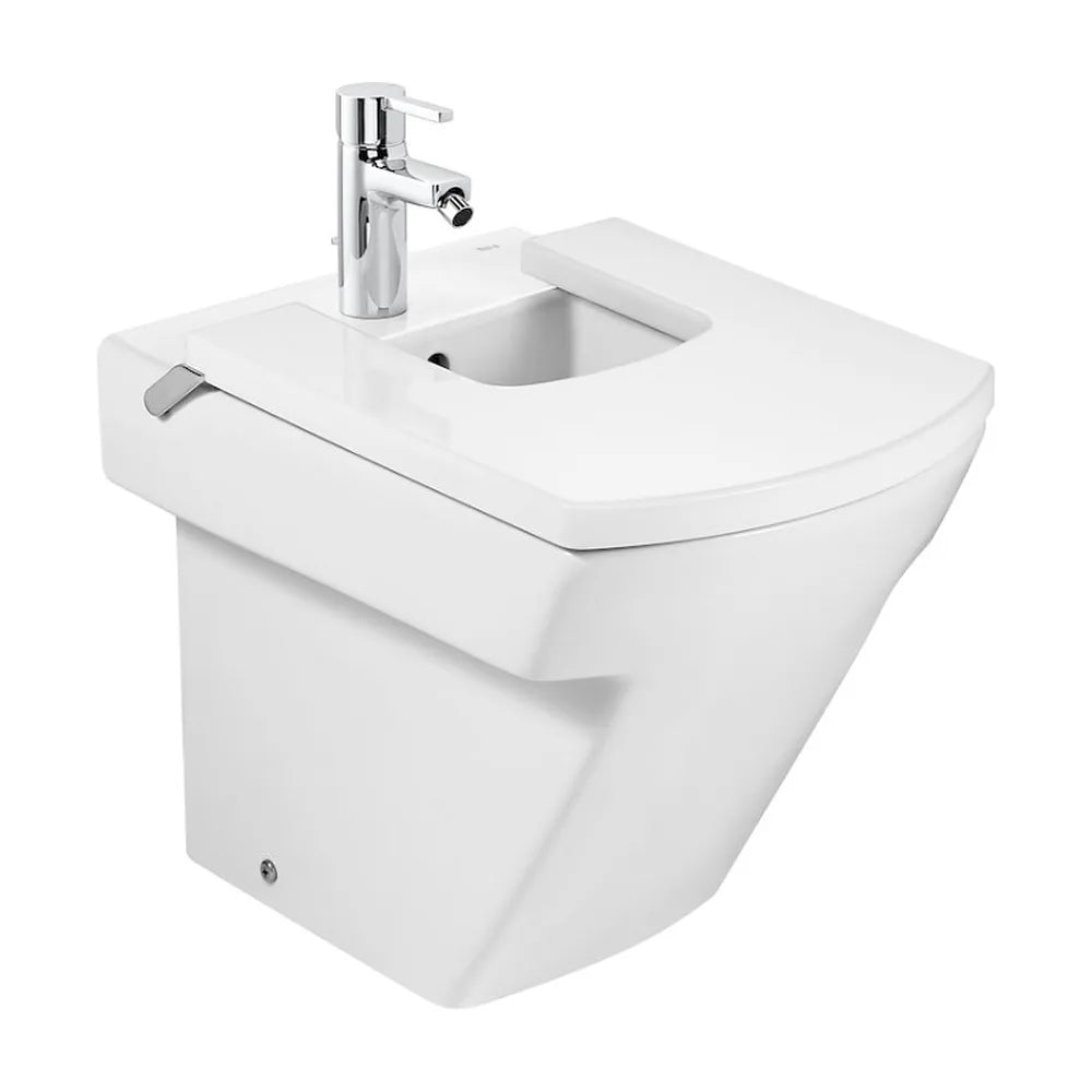 Tapa cuadrada para bidet fabricada en material antibacteriano de color blanco Hall Roca - Vista 2