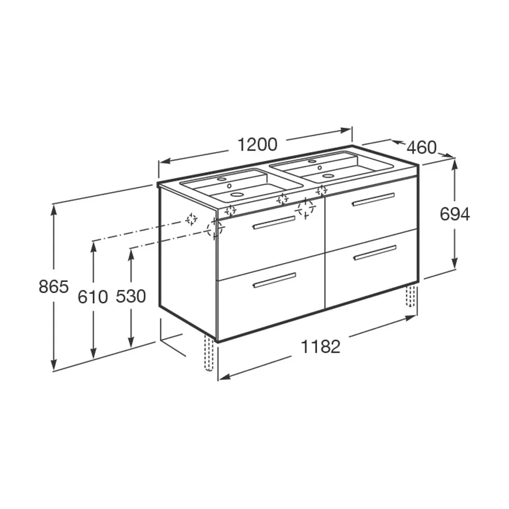 Mueble 120cm cuatro cajones fresno Prisma Roca - Vista 11