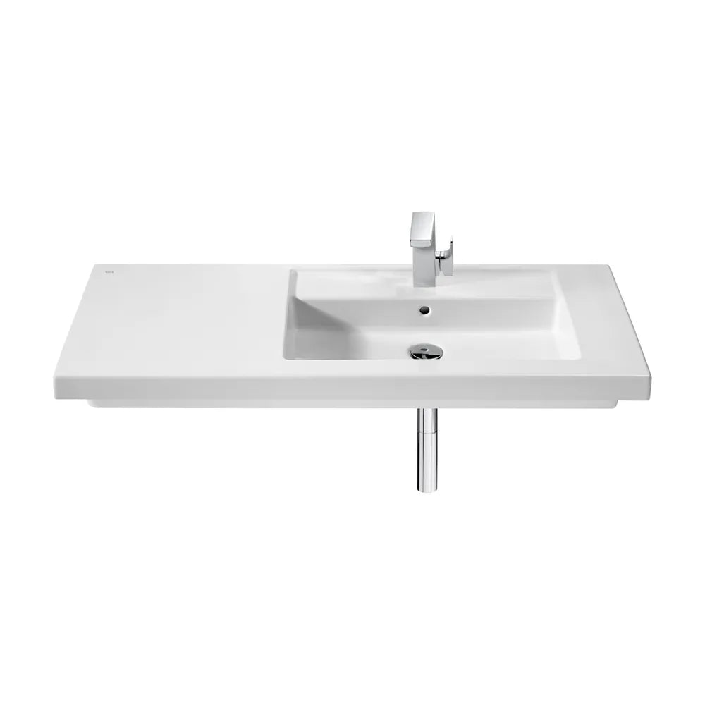 Mueble con dos cajones y lavabo derecho de 110 cm de ancho en color Fresno Unik Prisma Roca - Vista 3