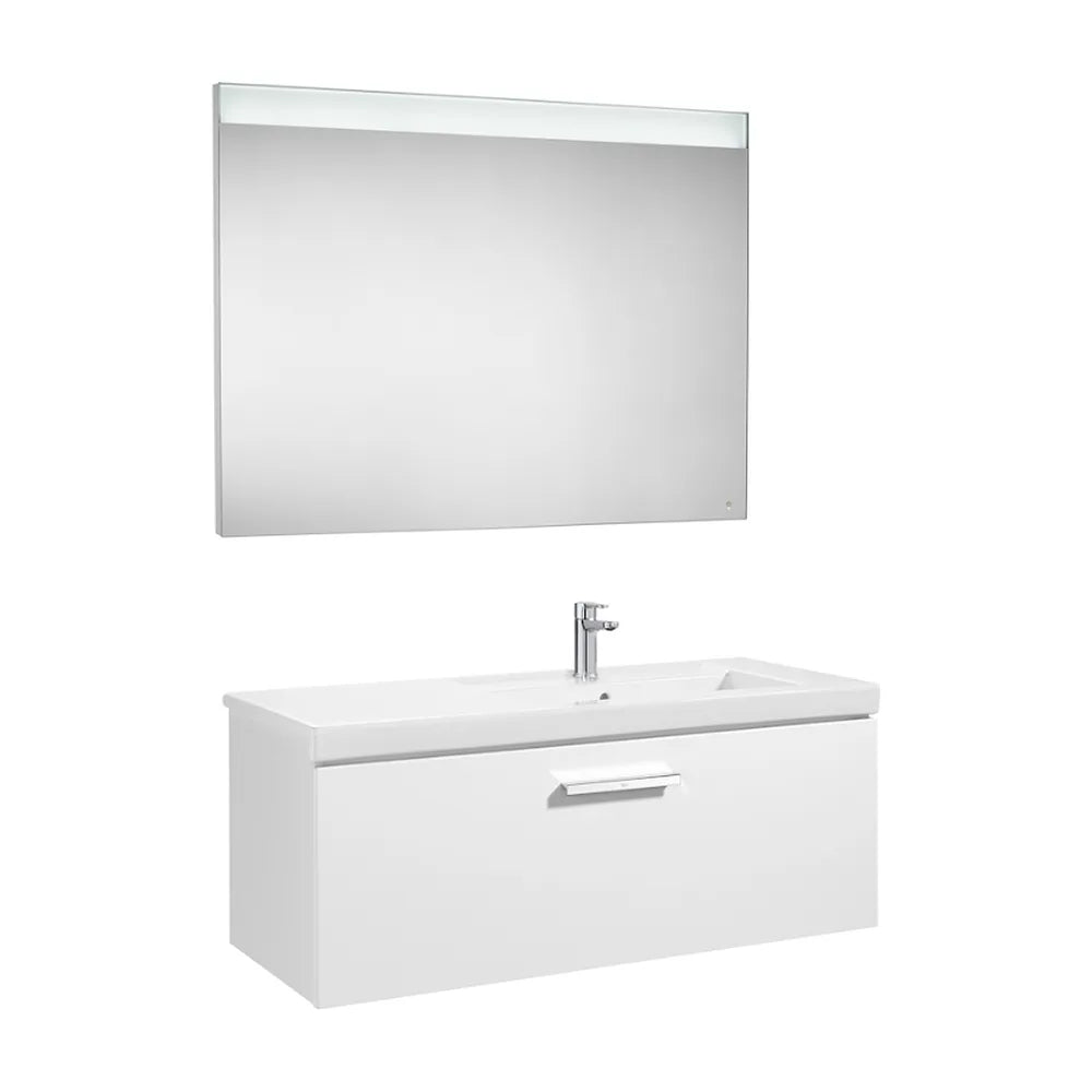 Conjunto de baño con lavabo a la derecha de 90 cm de color blanco brillo Pack Prisma Roca - Vista 1