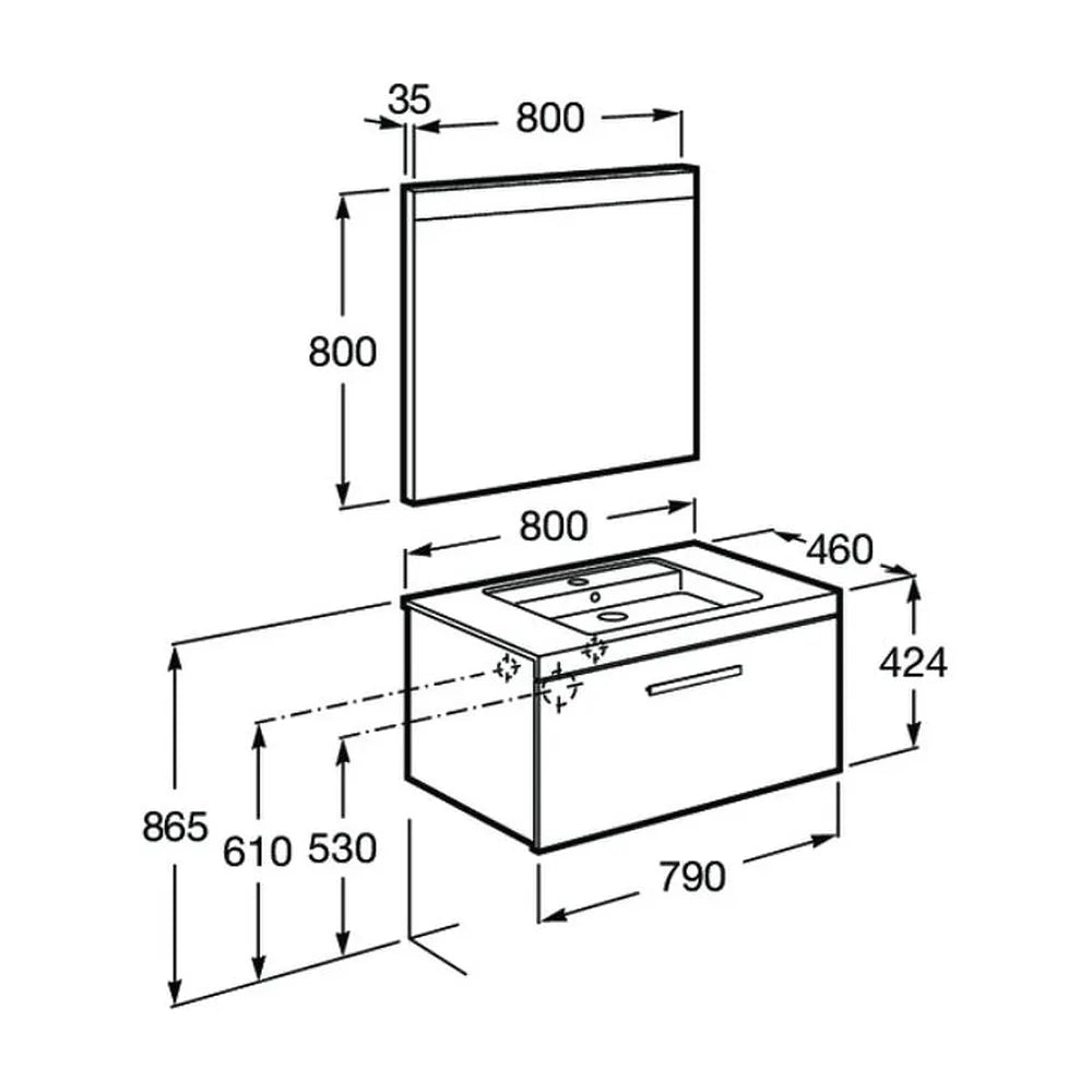 Conjunto de Baño para Instalación Suspendida de 80 cm Colección Prisma Blanco Brillo Roca - Vista 9