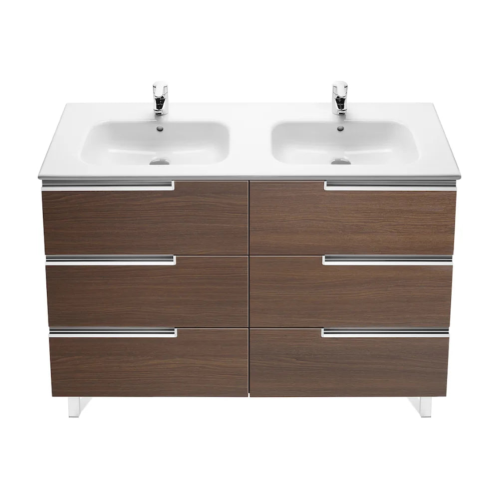 Mueble de Baño con Lavabo y 6 Cajones Color Wengué Family Victoria-n de 120 cm Colección Unik Roca - Vista 3