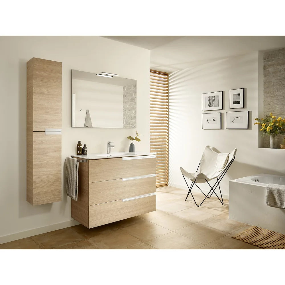 Mueble de baño con lavabo doble y 6 cajones de 120 cm de ancho color roble Unik Family Victoria-N Roca - Vista 2