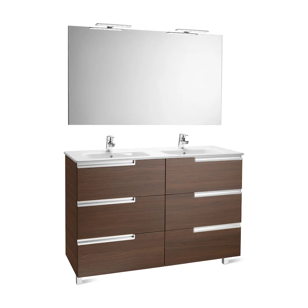 Conjunto de baño con seis cajones y doble lavabo de 120 cm de color wengué Victoria-N Roca - Vista 2