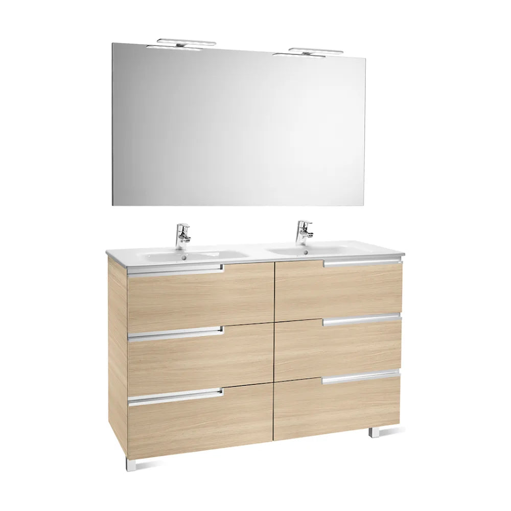Conjunto de baño con seis cajones y doble lavabo de 120 cm de color roble Victoria-N Roca - Vista 1