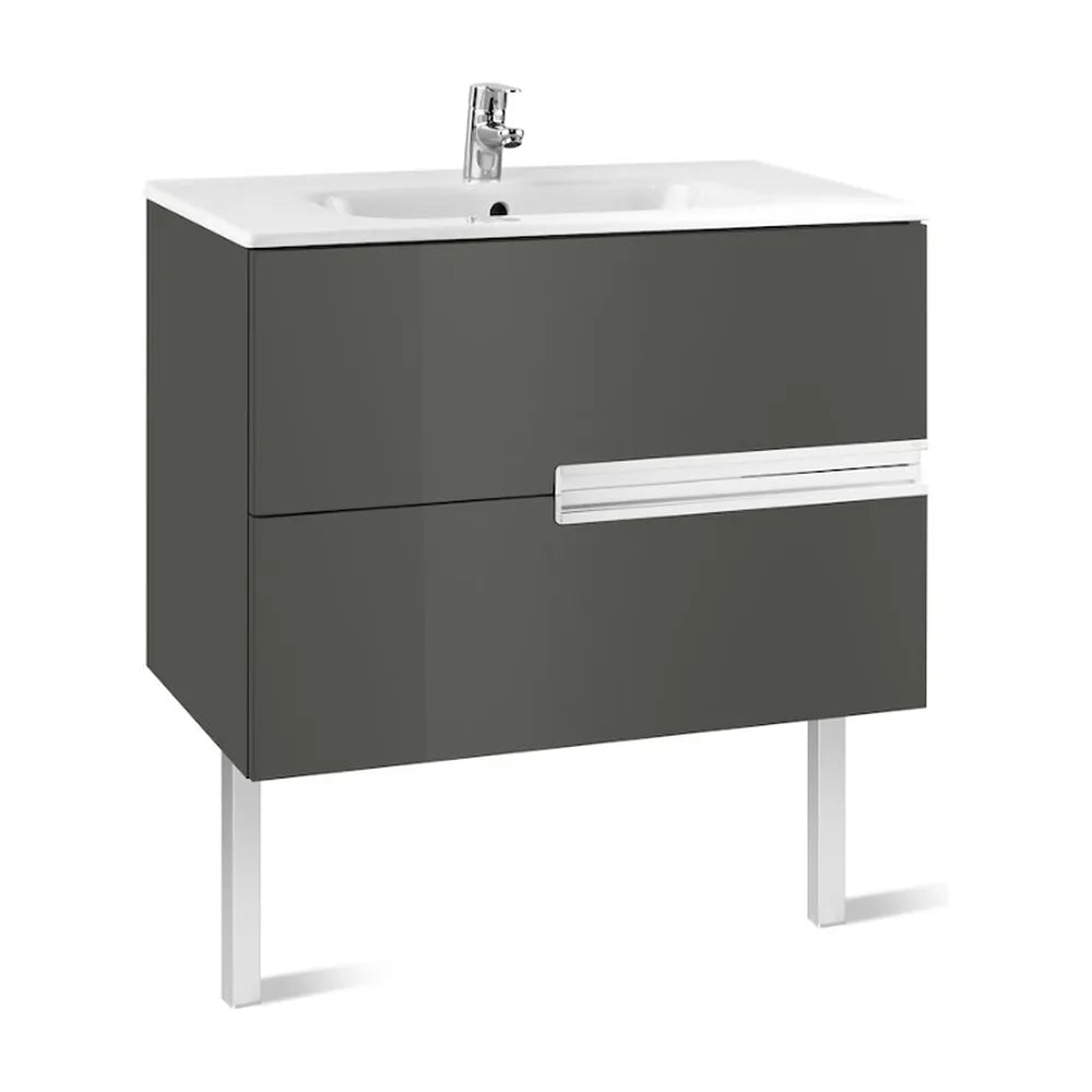 Mueble de Baño con Lavabo y 2 Cajones Color Gris Victoria-n de 100 cm Colección Unik Roca - Vista 1