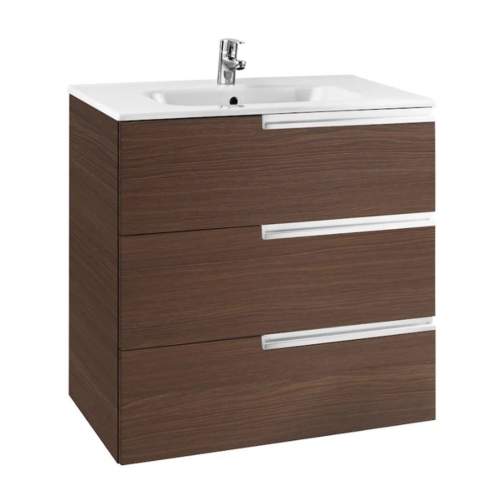 Mueble de baño con lavabo y 3 cajones de 100 cm de ancho color wengué Unik Family Victoria-N Roca - Vista 1