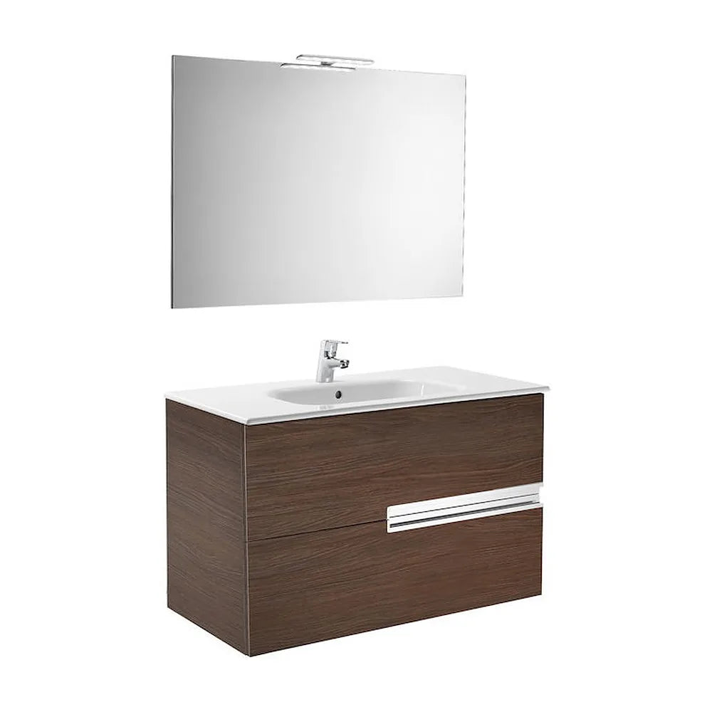 Conjunto de baño con dos cajones y lavabo de 100 cm de color wengué Victoria-N Roca - Vista 1