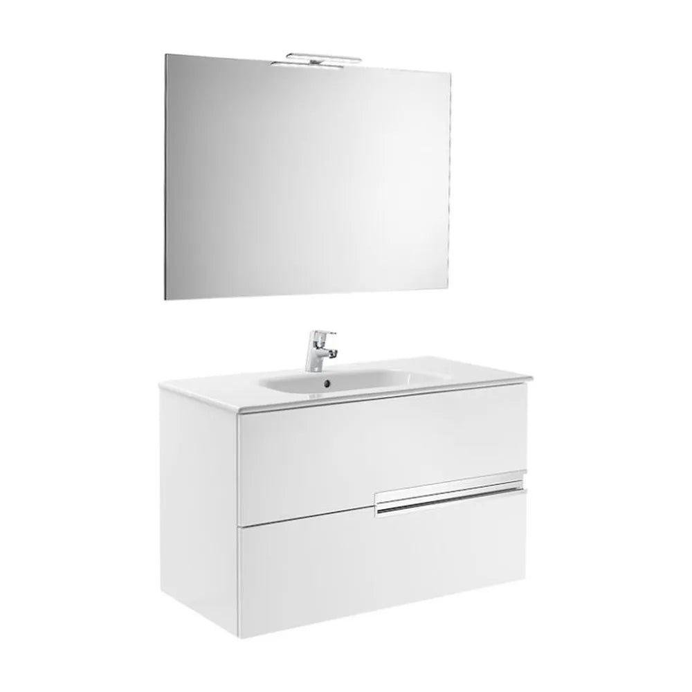 Conjunto de baño con dos cajones y lavabo de 100 cm de color blanco Victoria-N Roca - Vista 1