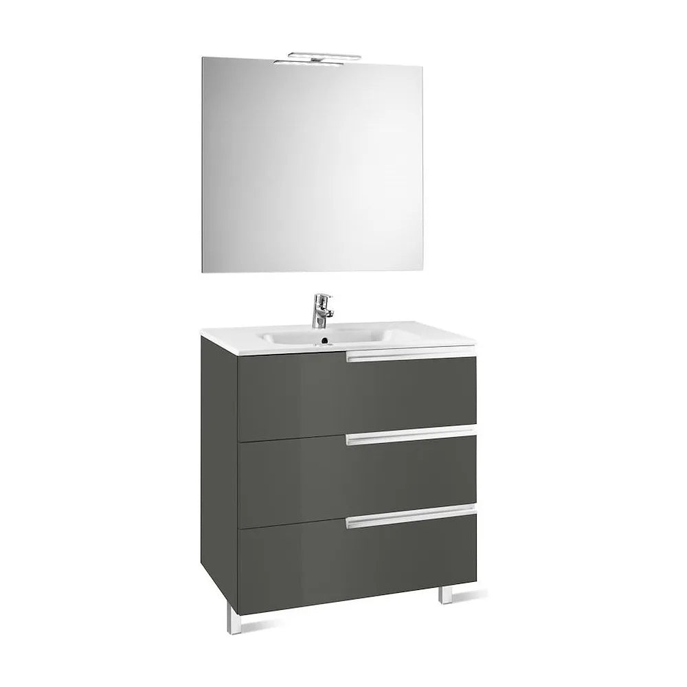 Conjunto de baño con espejo y aplique LED de 100 cm de color gris Family Victoria-N Roca - Vista 1