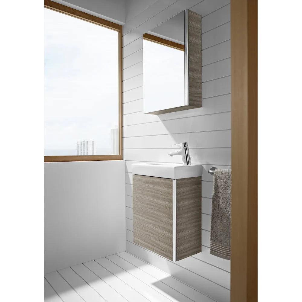 Conjunto de baño con un agujero para grifería de 45 cm de color arena Mini Roca - Vista 2