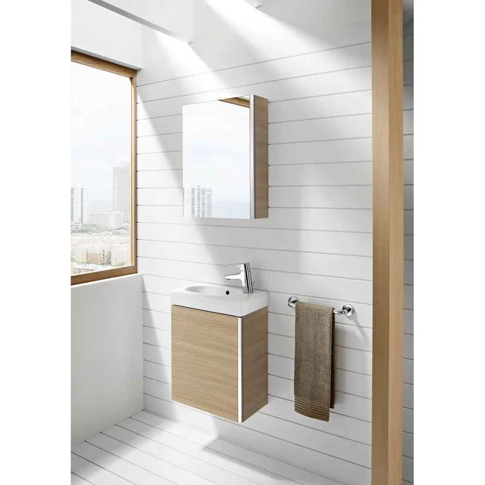 Conjunto de baño con un agujero para grifería de 45 cm de color roble Mini Roca - Vista 3