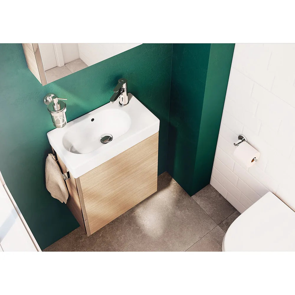Conjunto de baño con un agujero para grifería de 45 cm de color roble Mini Roca - Vista 2