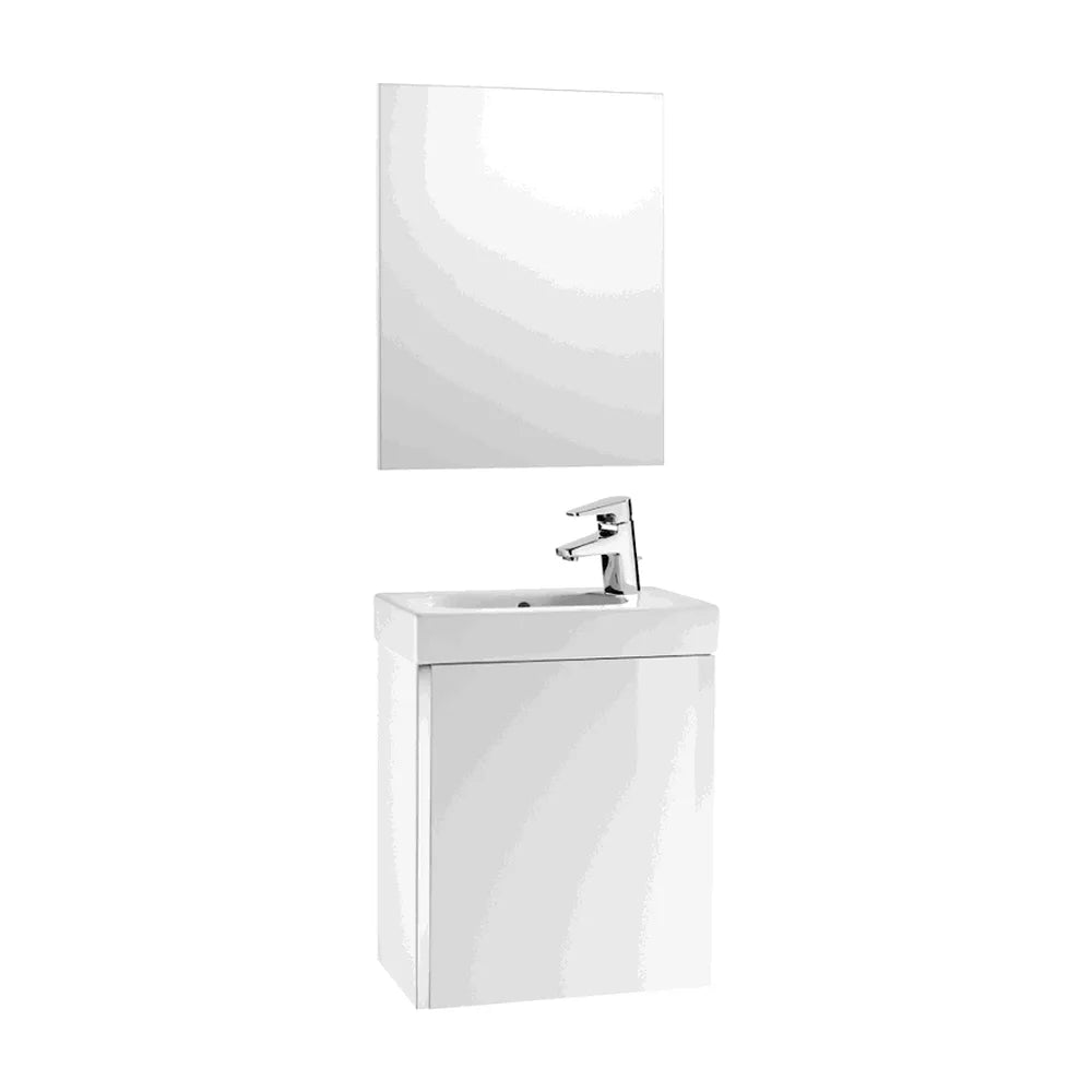 Conjunto de baño con un agujero para grifería de 45 cm de color blanco Mini Roca - Vista 1