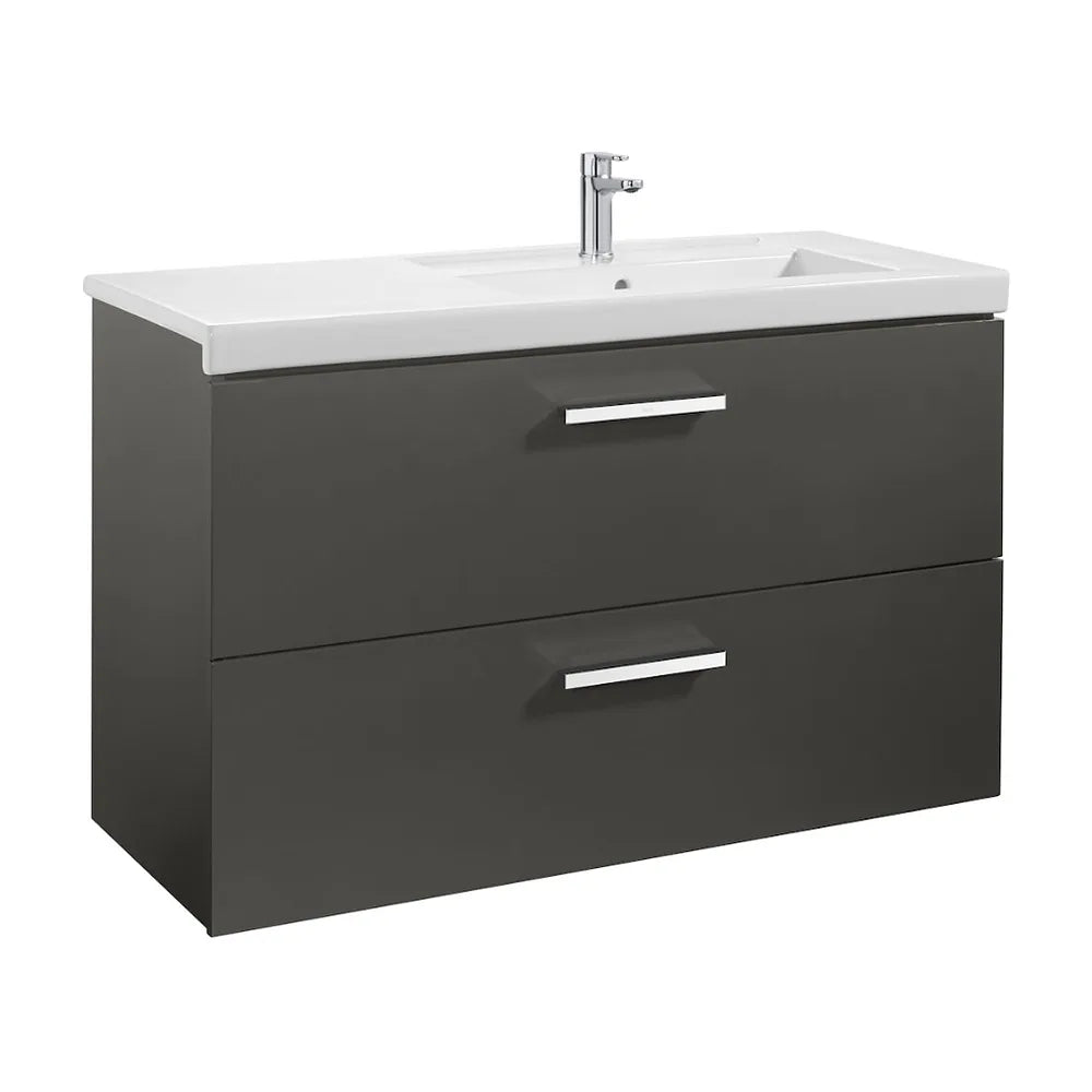 Mueble de baño con lavabo derecho y 2 cajones de 110 cm de ancho color gris antracita Prisma Roca - Vista 1