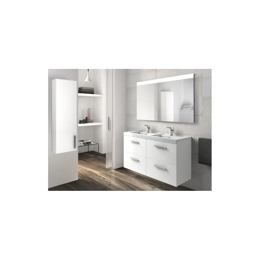 Mueble de Baño con Lavabo Doble y 4 Cajones Unik de 120 cm Colección Prisma Blanco Brillo Roca - Vista 2