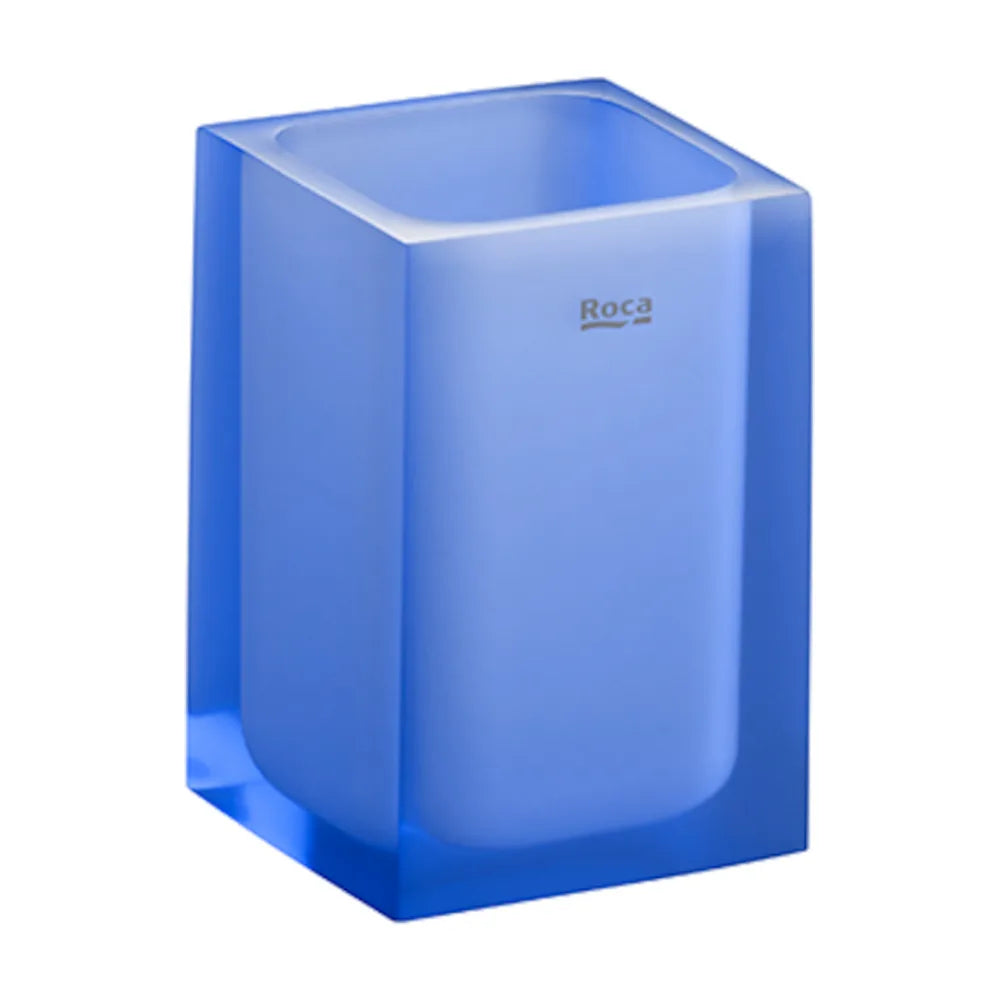 Vaso portacepillos de encimera de 7 cm de color azul con acabado mate Ice Roca - Vista 1