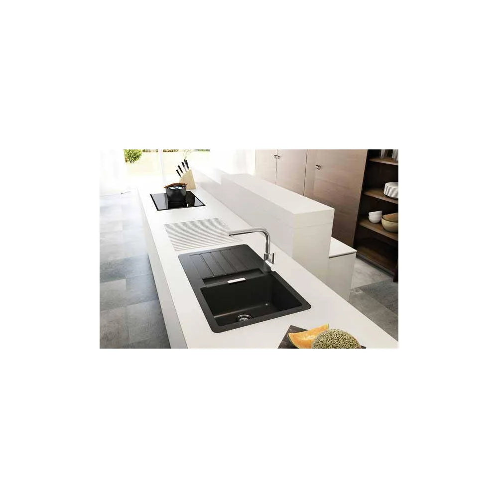 Fregadero con escurridor para instalación sobre encimera fabricado en quarzex de color blanco Oslo Roca - Vista 2