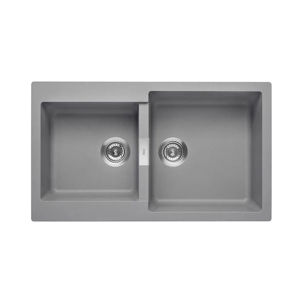 Fregadero con dos cubetas de 86 cm fabricado en quarzex de color gris Oslo Roca - Vista 1