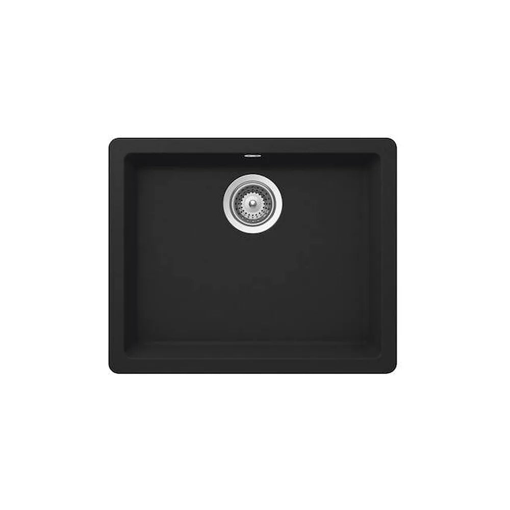 Fregadero con una cubeta de 55 cm fabricado en quarzex de color negro Riga Roca - Vista 1