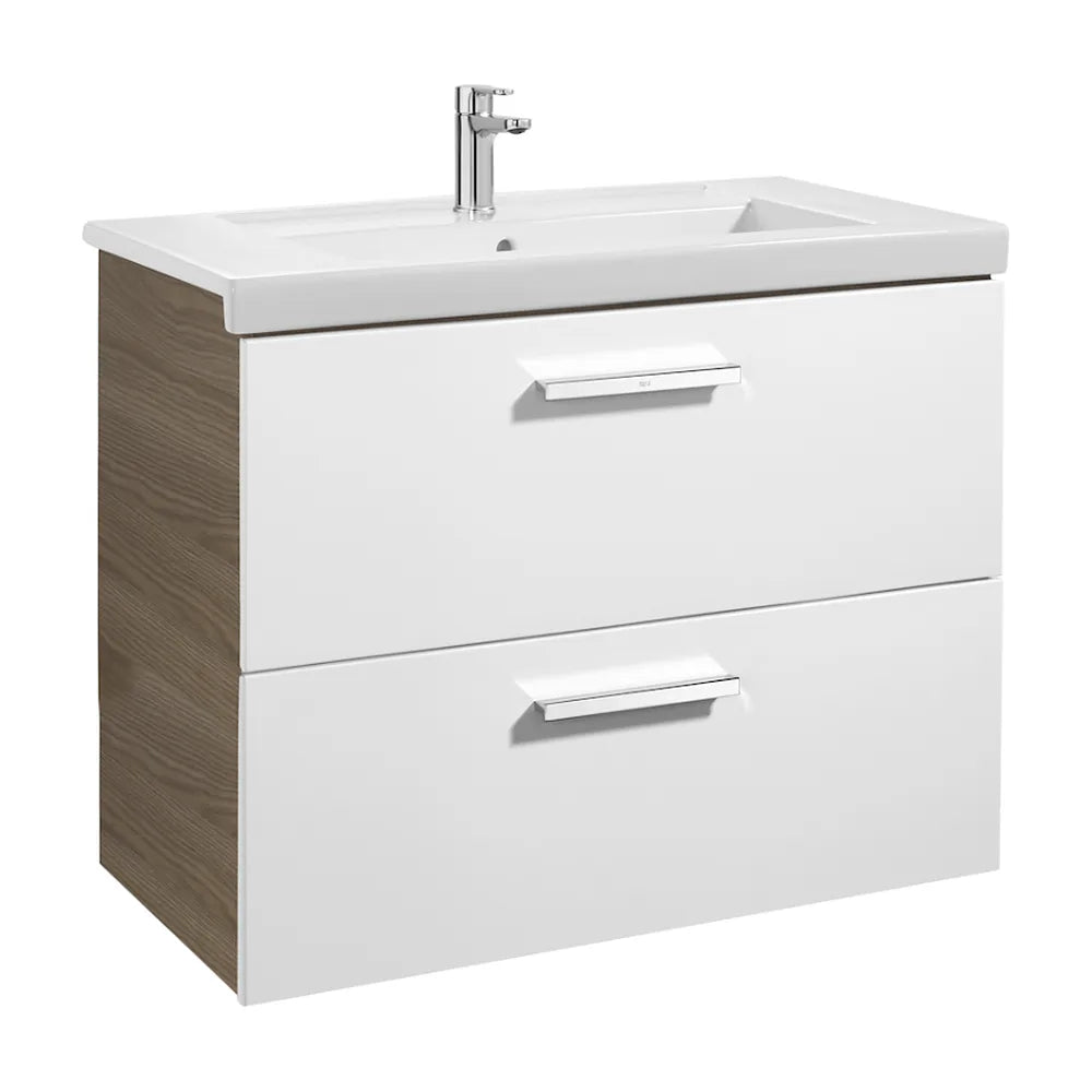 Mueble de Baño con Lavabo y 2 Cajones -fresno Unik de 80 cm Colección Prisma Blanco Roca - Vista 1