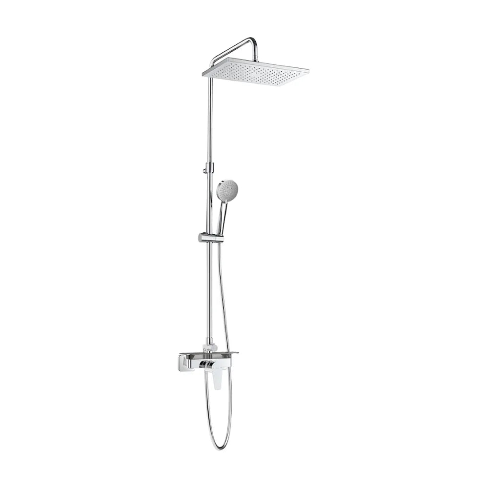 Columna de ducha telescópica de instalación a mural fabricada en latón con acabado en cromo Even-M Square Roca - Vista 1