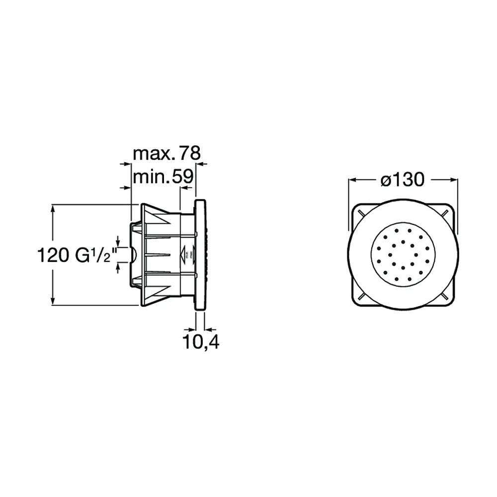 Jet orientable con forma redonda de 13 cm fabricado en metal con acabado en cromo Puzzle Round Roca - Vista 3
