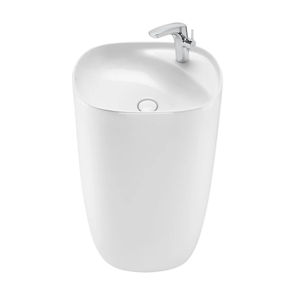 Lavabo con Pedestal y Sifón Cerámica Beyond 50 cm Blanco Roca - Vista 1